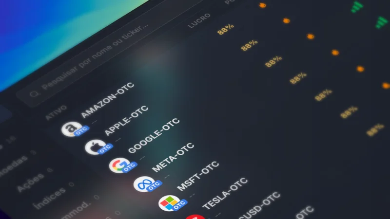 Tela da plataforma Futura Broker mostrando ativos OTC disponíveis para negociação 24 horas